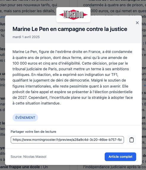 Screenshot de la source détaillée après avoir cliqué